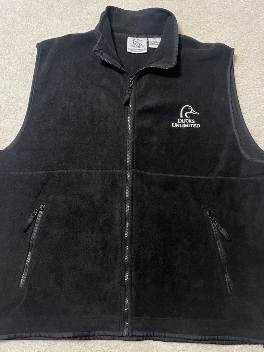 Ducks Unlimited XXL Vest Black Fleece Hunting Outdoor Zip Full Zip